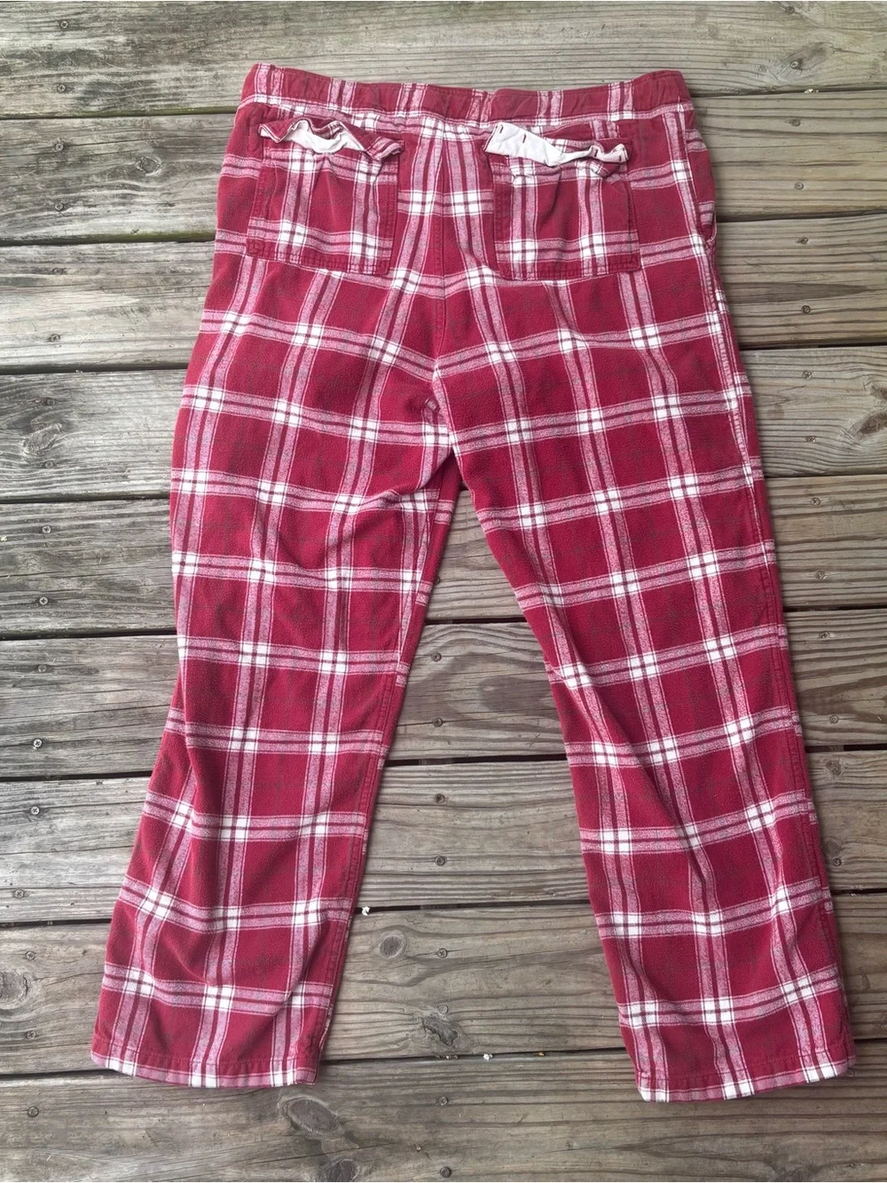 Abercrombie & Fitch Red and White Plaid Men’s Flannel Pants